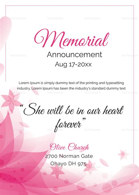 Maybe you would like to learn more about one of these? Traditional Funeral Announcement Template for Mother in ...
