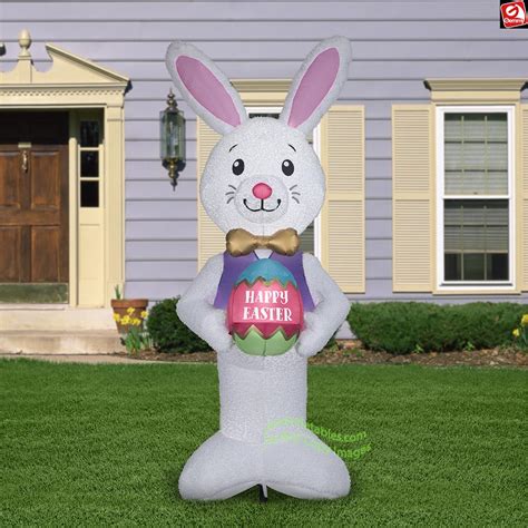 8 Gemmy Airblown Mixed Media Easter Bunny W Egg Yard Decoration 441252