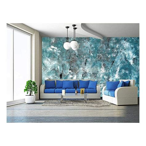 Wall26 Teal And Grey Abstract Art Painting Removable Wall Mural