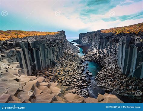 Breathtaking View Of Studlagil Basalt Canyon Iceland Europe Generated