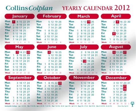 Collins Yearly Desk Calendar 2012 Cds1