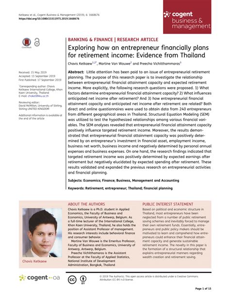 International health insurance for expats and families in thailand. (PDF) Exploring how an entrepreneur financially plans for retirement income: Evidence from Thailand