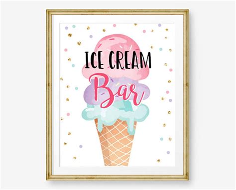 Ice Cream Bar Sign Ice Cream Social Birthday Ice Cream Party Etsy Icecream Bar Bar Signs
