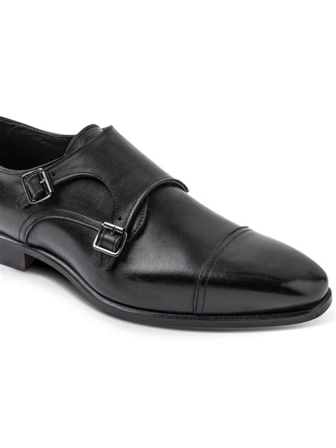 Richelieu Cuir Noir Double Boucles Rivoli