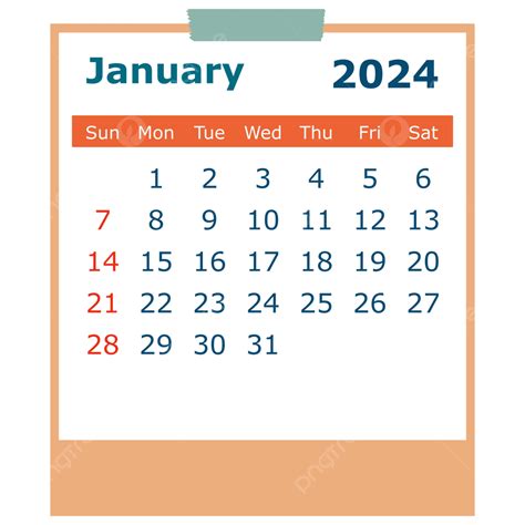 Gambar Gaya Polaroid Kalender Januari 2024 Vektor Kalender 2024