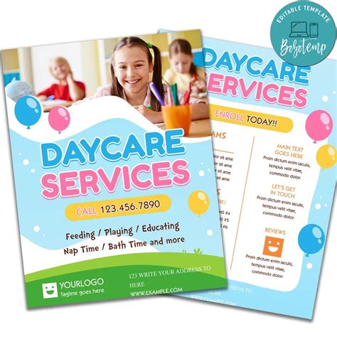 Daycare Flyer Template Diy Createpartylabels