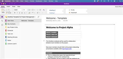 Onenote Template For Project Management