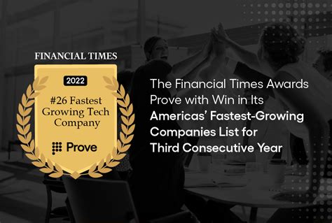 The Financial Times Awards Prove As The 26th Fastest Growing Technology