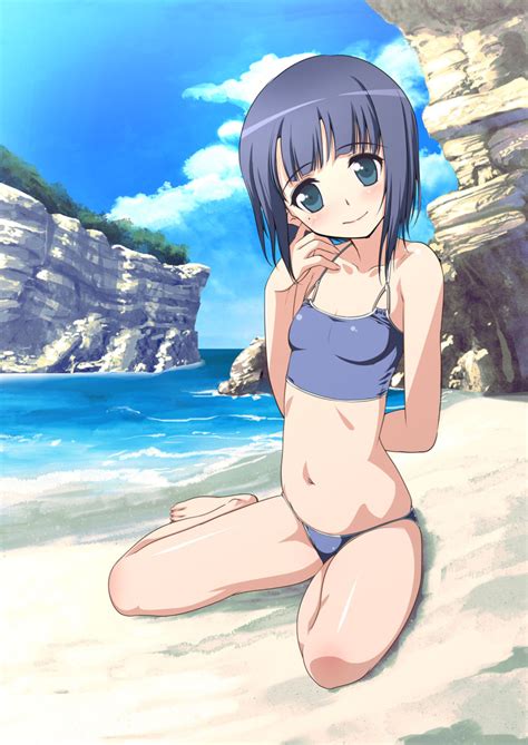 Moric Sachi Sao Sword Art Online Highres 10s 1girl Arm Behind Back Beach Belly Bikini