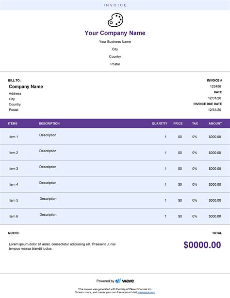 Artist Invoice Template Best Free And Simple Templates For Artists