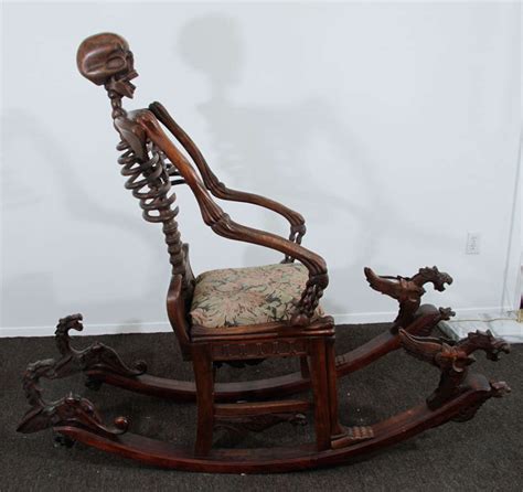 Hand Carved Momento Mori Skeleton Rocking Chair At 1stdibs Skeleton