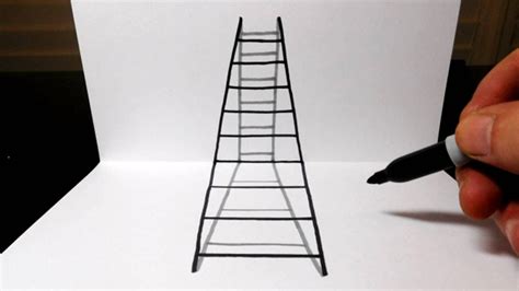 How To Draw A 3d Ladder In Perspective Optical Illusion