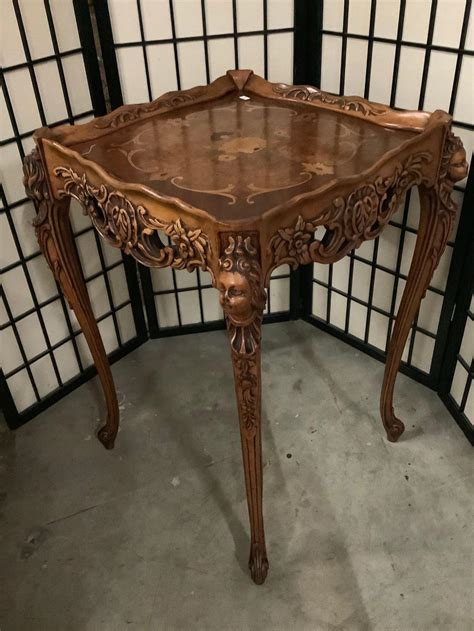 Great prices and selection of legs table. Lot - Antique Italian renaissance style wood inlay top end ...