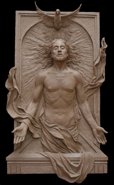 The Polychromed Sculpture Bas Relief Depicts Christs Resurrection