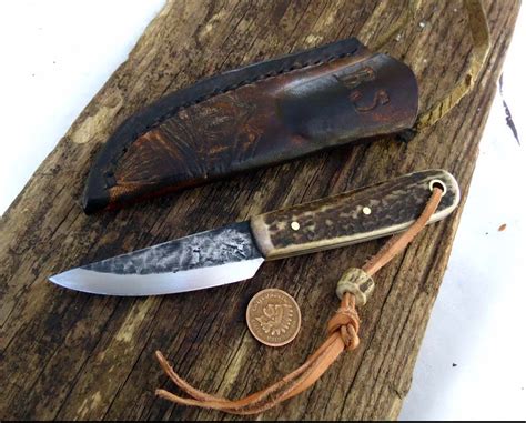 Ml Knives Blog A Neck Knife Custom With Stag And A Tooled Pocket Sheath