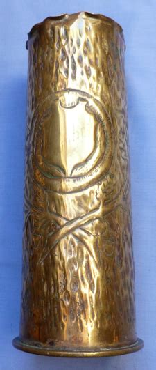 British Ww1 Battle Of Cambrai 1917 Decorated Trench Art Shell Case