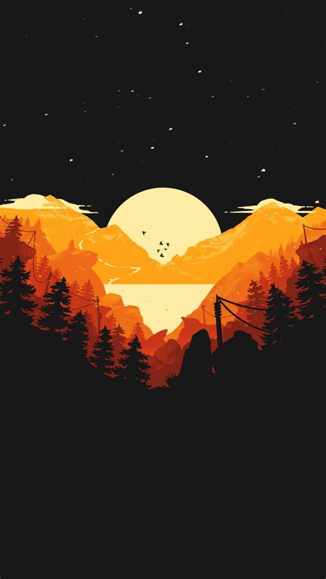 Download Sunset Between Orange Mountains Hd Phone Wallpaper