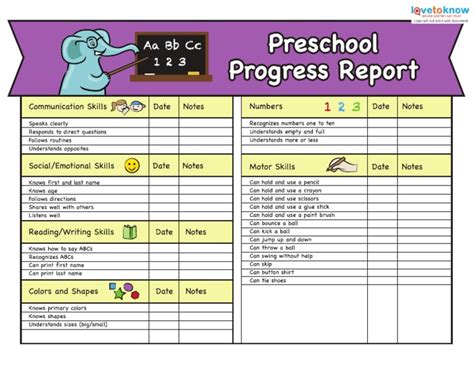 3042 Preschool Progress Reports 1 Pdf