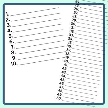 Numbered Lists Templates Lists To Lists Clip Art Set