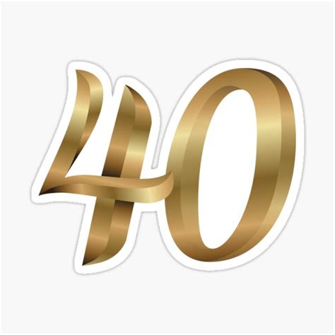 40 Golden Number Forty Sticker By Under Thetable Redbubble