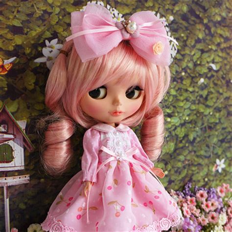 Clothes For 16 Blyth Doll And Pullip Pink Cherry Lace Dress With Cute