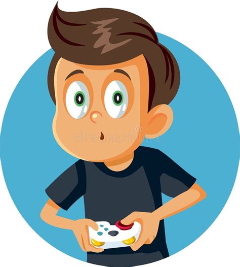 Boy Playing Video Game Vector Cartoon Illustration Stock Vector