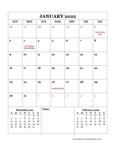 2022 Printable Calendar With Australia Holidays Free Printable Templates