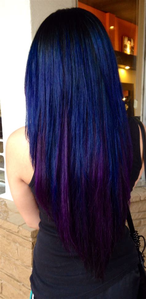 Purple and blue hair hair styles are all the rage, especially now when the hot season is approaching the smartly put accents of the rich black and purple hair put this ombre on its own level of femininity. Black, Blue, and violet hair | Hair color for black hair ...