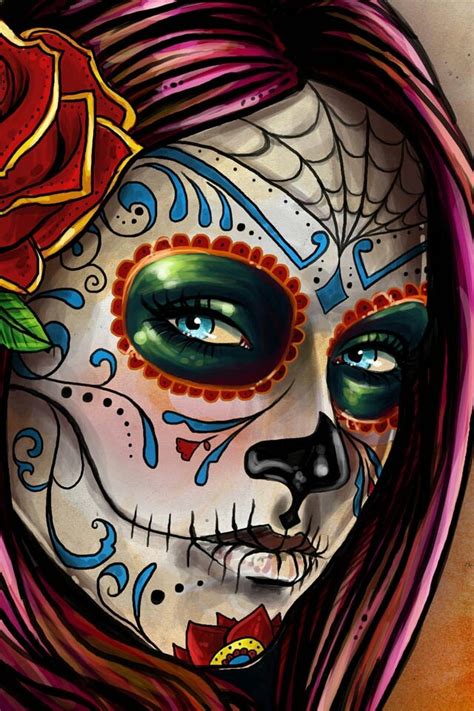 Are you looking for daily inspiration or just a distraction from work? More color ideas!! | Day of the dead art, Skull art, Day ...