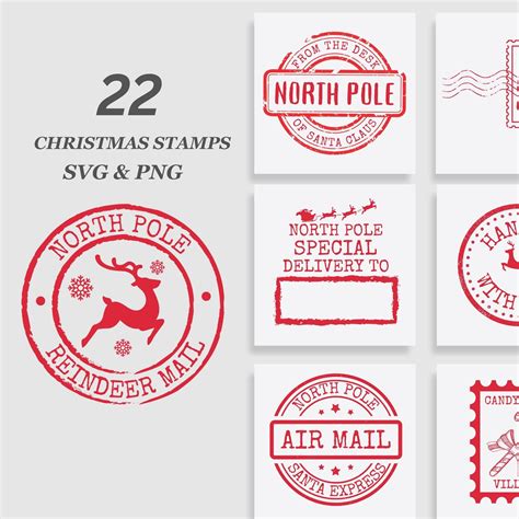 Santa Stamp Svg Bundle North Pole Svg Bundle Christmas Stamp Etsy Uk