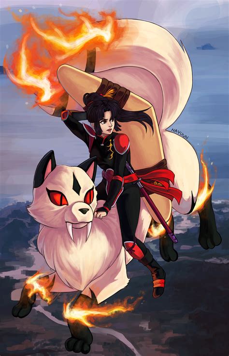 [Fanart][OC] I was commissioned to draw Sango and Kirara from Inuyasha