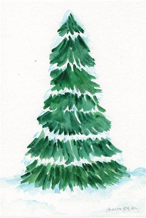 Winter Tree Landscape Watercolor Painting Snow 5 X 7 Etsy In 2021