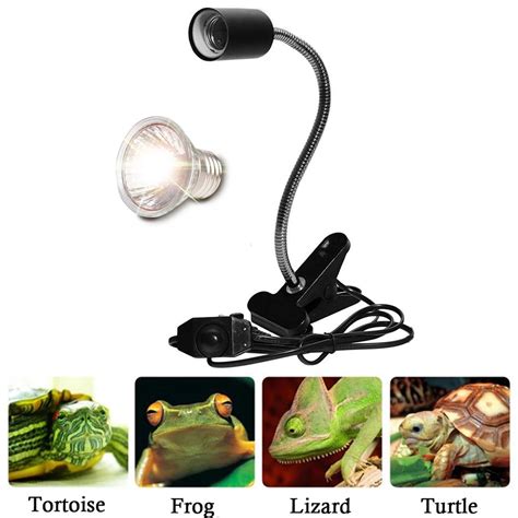 Reptile Aquarium Heat Lamp Turtle Lights Clip,110V Uva Uvb Bulbs 25/75W