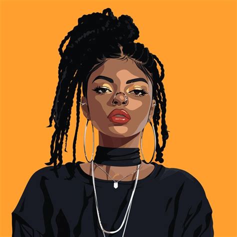 黒人女性の肖像画のベクトル図 プレミアムベクター