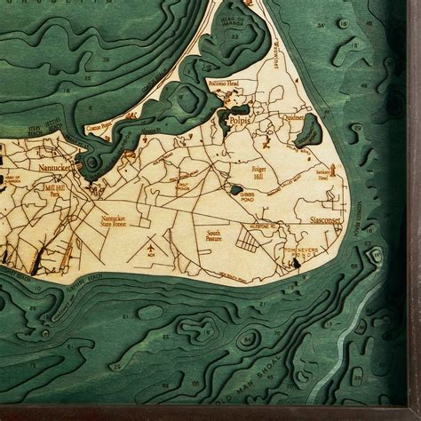 Nantucket Wooden Map Art Topographic 3d Chart