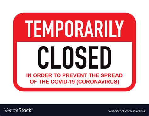 Office Temporarily Closed Sign Coronavirus News Vector Image