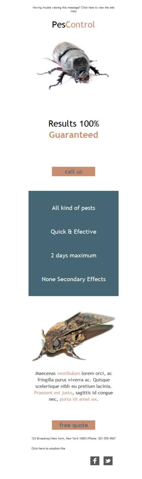 Thus, you can find and download new pictures for free directly in the admin panel. Exterminator Pest Control - Email template free for download
