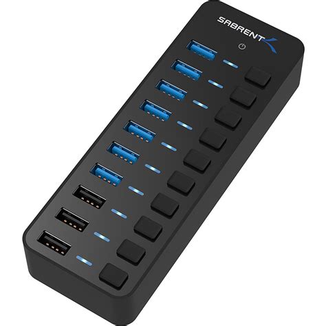 Sabrent 7 Port Usb 30 Hub With 3 Smart Charging Ports Hb B7c3