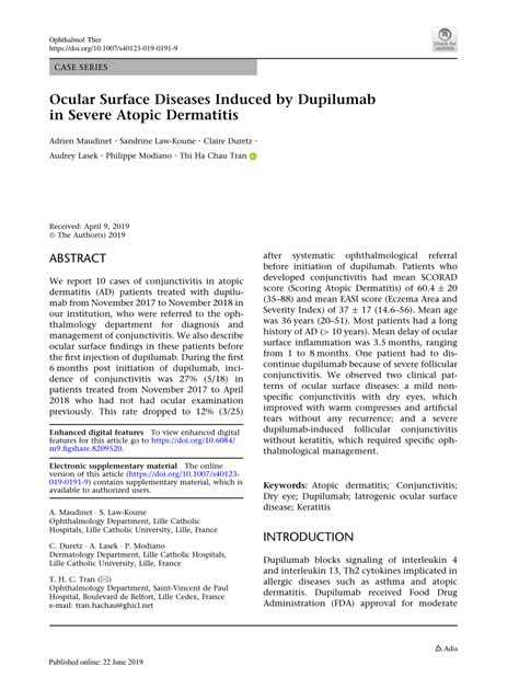 Pdf Ocular Surface Diseases Induced By Dupilumab In Severe Atopic