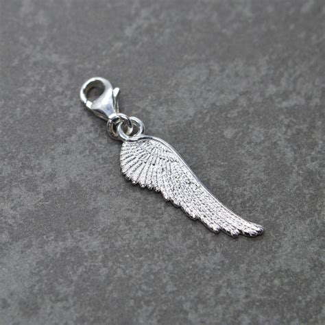 925 Sterling Silver Clip On Angel Wing Charm With Lobster Etsy