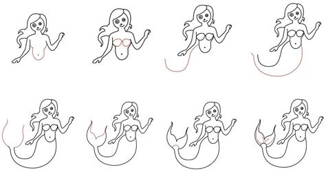 Mermaid Drawing Steps 2 Mermaid Drawings Easy Drawings Drawings