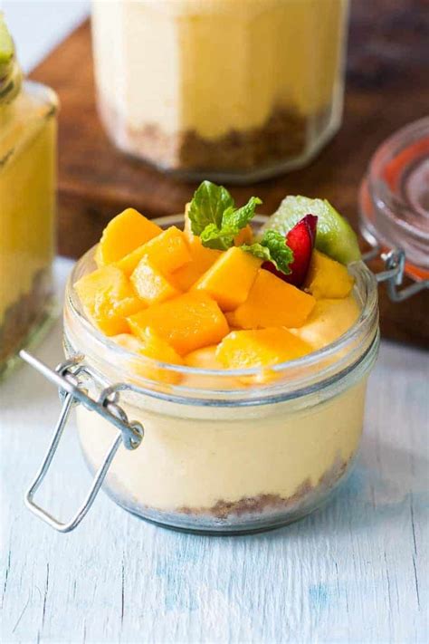 No Bake Mango Cheesecake Mousse Jars Recipe Easy Mango Dessert