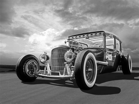 Vintage Hot Rod In Black And White Photograph By Gill Billington Pixels