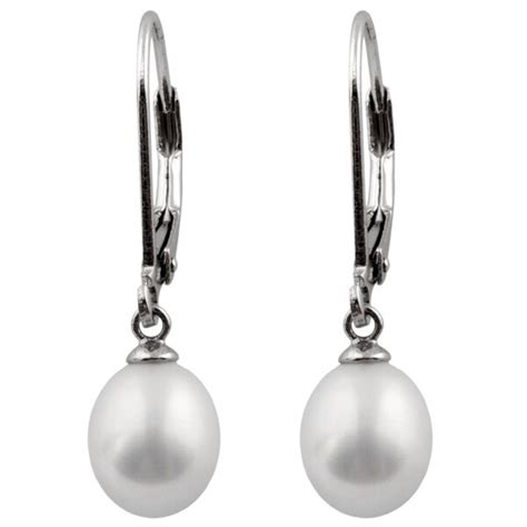 Sterling Silver Pearl Drop Shaped Leverback Earrings Free Shipping On