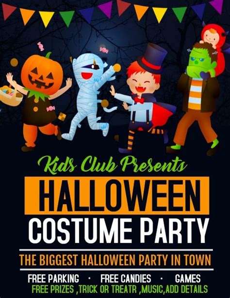 Halloween Party Flyer Template With Customizable Design