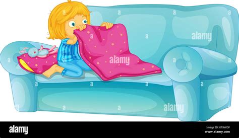 Girl Getting Ready To Sleep On Sofa Stock Vector Image And Art Alamy
