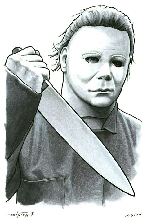Original aceo color pencil drawing painting scary halloween. Pin by Kent Brickles on Myers | Michael myers drawing ...