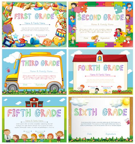 Diploma Templates For Primary School Download Free Vectors In 5th