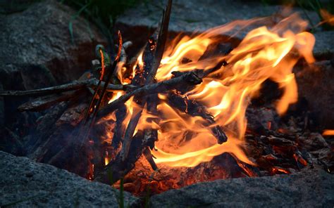 Camping Fire Wood Nature Rock Wallpapers Hd Desktop And Mobile