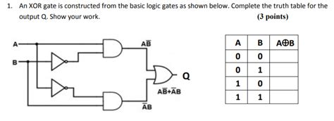 Solved An Xor Gate Is Constructed From The Basic Logic Gates